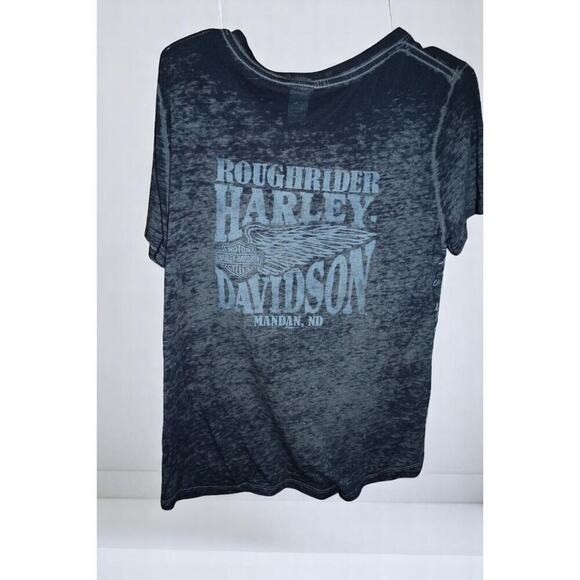 Harley-Davidson Women’s Burnout V-Neck T-Shirt Size L – Roughrider Mandan ND – - Picture 6 of 6